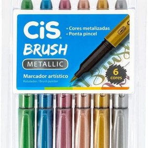 Caneta CIS Brush Pen Metallic - Estojo C/6 Cores