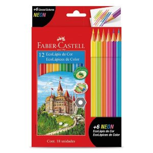 Lápis de Cor FABER-CASTELL 12 Cores e 6 Neon