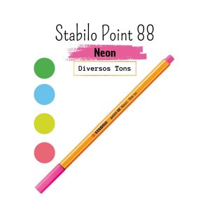 Caneta Ponta Fina STABILO Point 88 em Diversos Tons: Neon