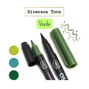 Caneta CIS Dual Brush Pen Em Diversos Tons: Verde