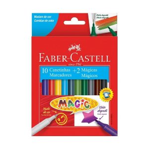 Canetinha Hidrocor FABER-CASTELL Magic 10 Cores C/ 2 Mágicas