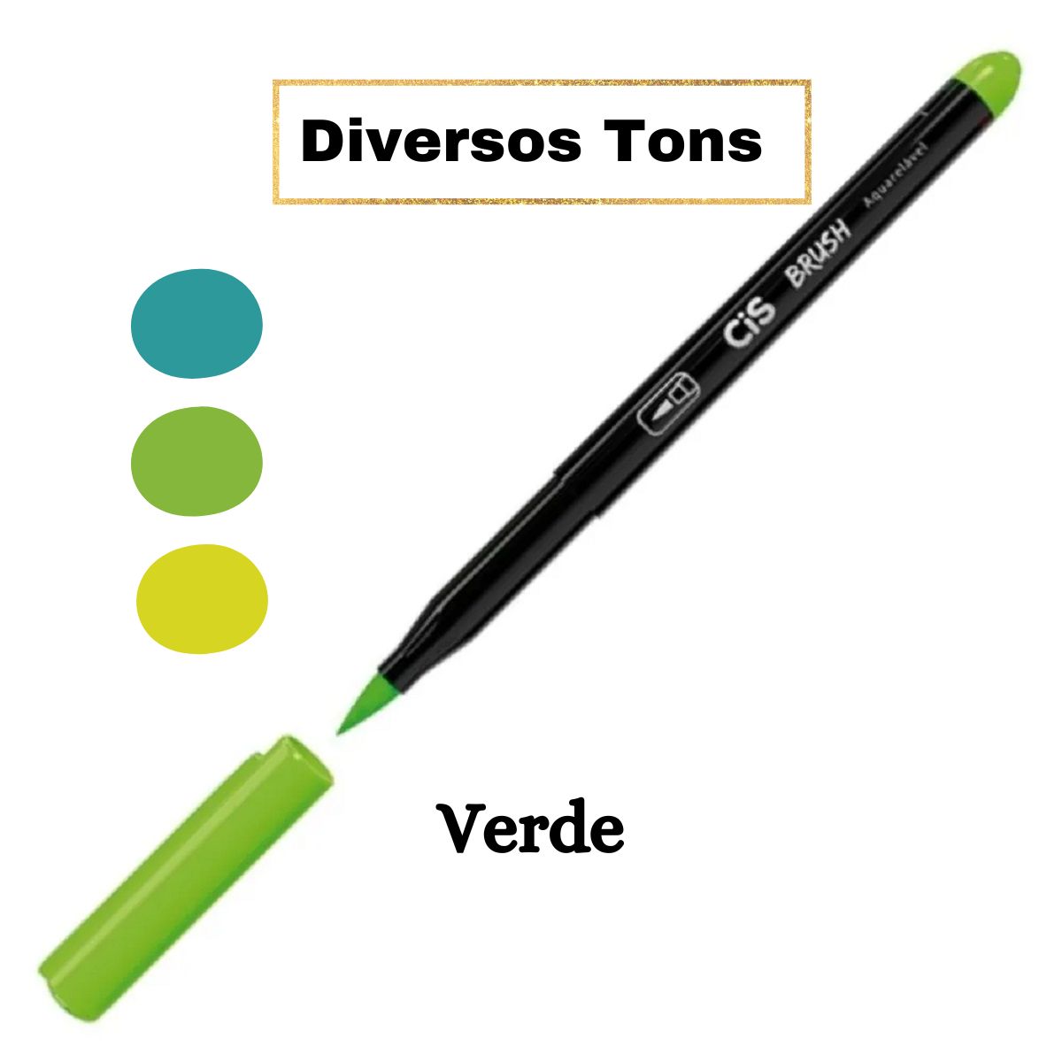 Caneta CIS Brush Pen Em Diversos Tons: Verde