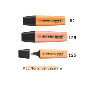 Kit Marca Texto STABILO Boss Laranja Pastel e Neon