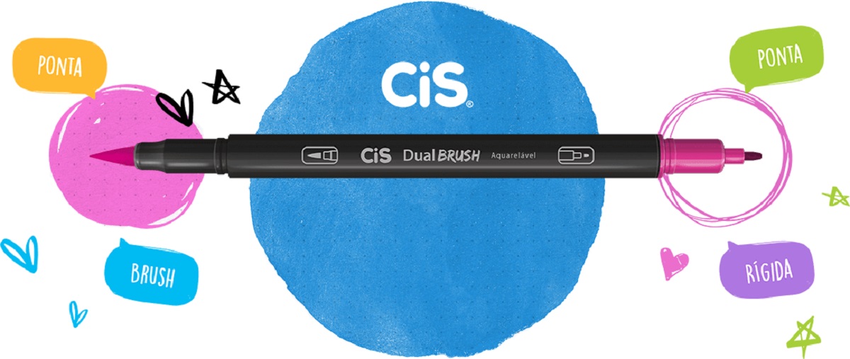 Caneta CIS Dual Brush Pen Em Diversos Tons: Rosa - Imagem 4