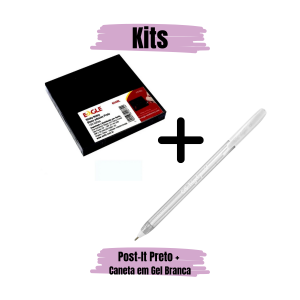Kit Bloco Adesivo Preto Eagle C/ Caneta em Gel Branca CIS Trigel
