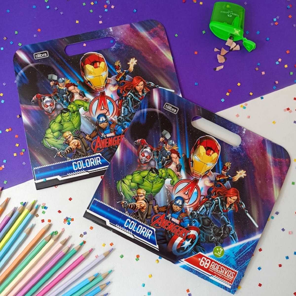 Livro Para Colorir Infantil TILIBRA Marvel Avengers C/ Adesivos - Imagem 2