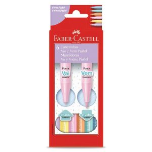 Canetinha Hidrocor FABER-CASTELL Vai e Vem 6 Cores Pastel