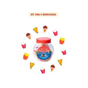 Kit C/4 Borrachas TILIBRA Mini Fast Foods Potinho C/ 20 Uni